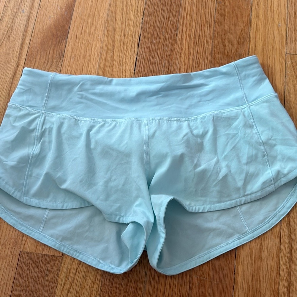 2.5” low rise speed up shorts size 4 in light blue!
